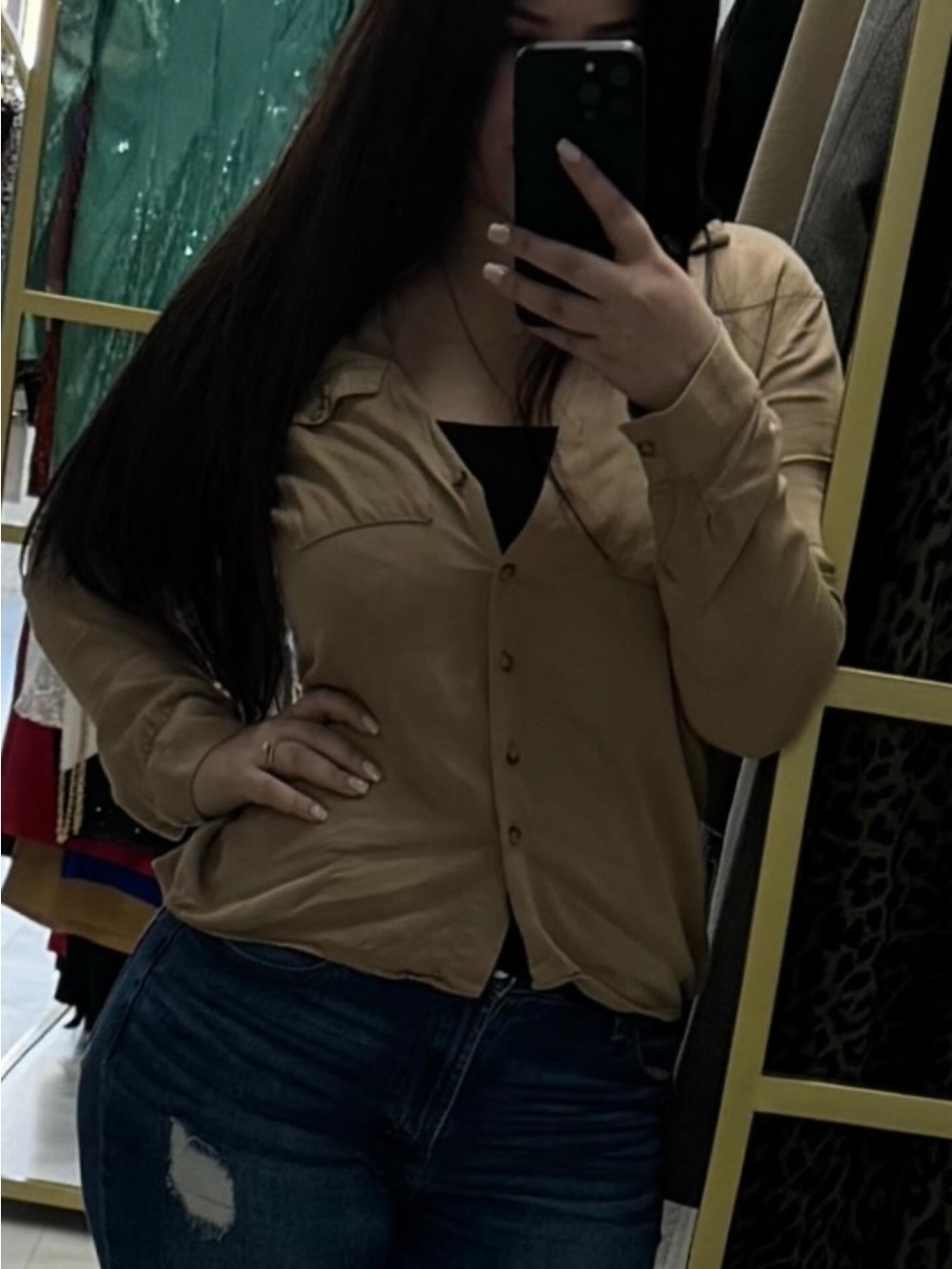 Women's Button-Down Shirt in Camel
